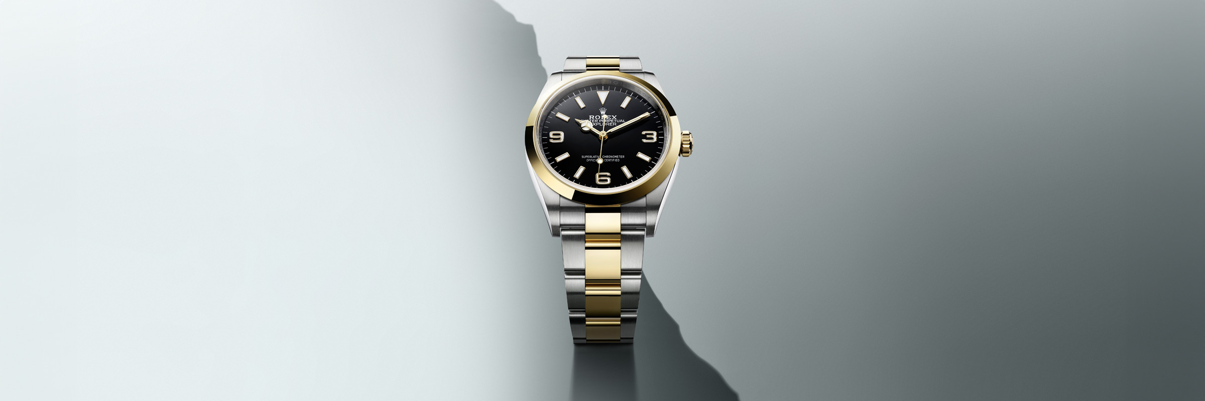 Rolex Explorer 36 Oyster, 36 mm, Edelstahl Oystersteel und Gelbgold M124273-0001