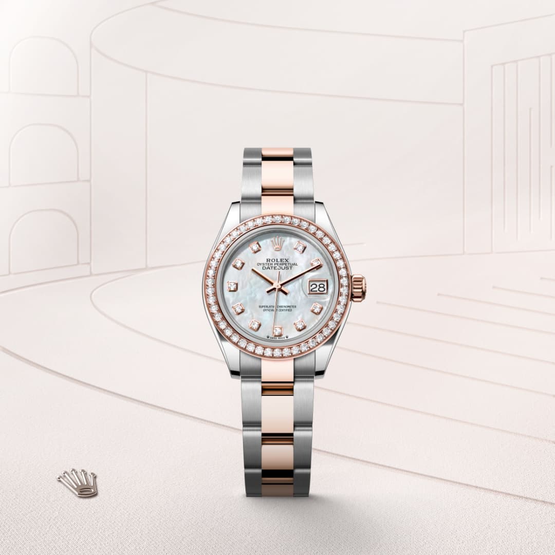 Rolex Lady-Datejust Oyster, 28 mm, Oystersteel, Everose gold and diamonds M279381RBR-0014