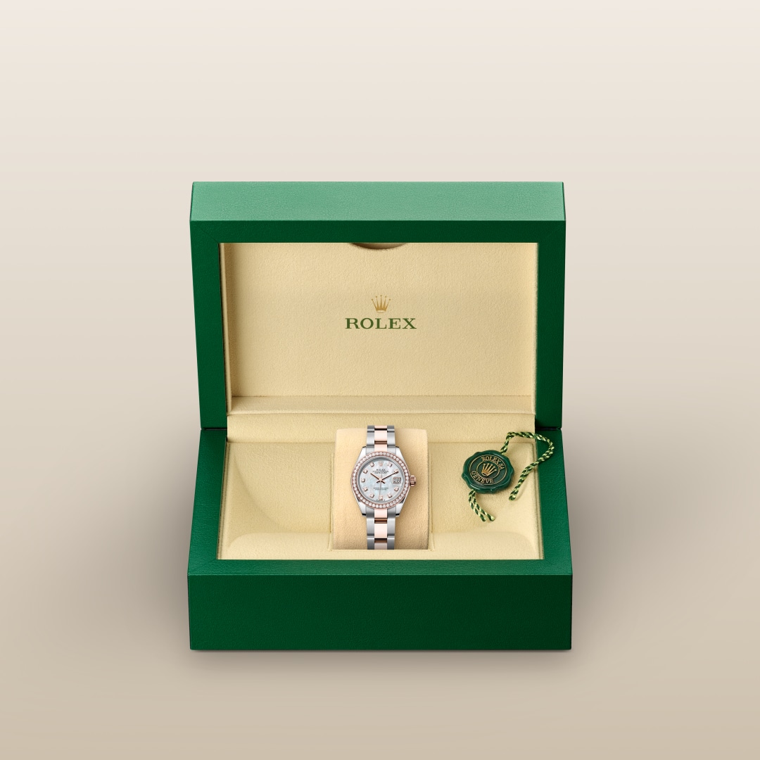 Rolex Lady-Datejust Oyster, 28 mm, Oystersteel, Everose gold and diamonds M279381RBR-0014
