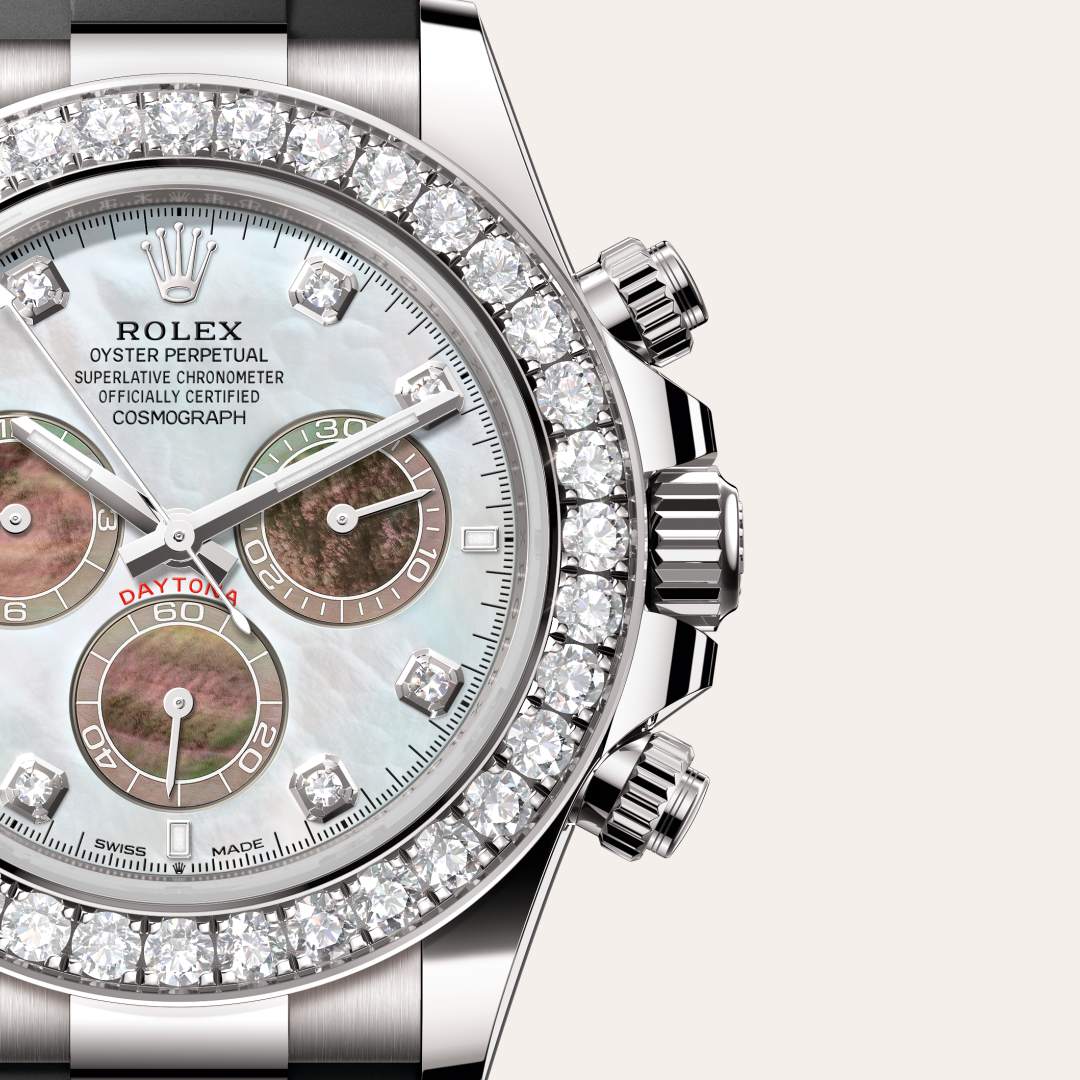 Rolex Cosmograph Daytona Oyster, 40 mm, Weißgold mit Diamanten M126589RBR-0001