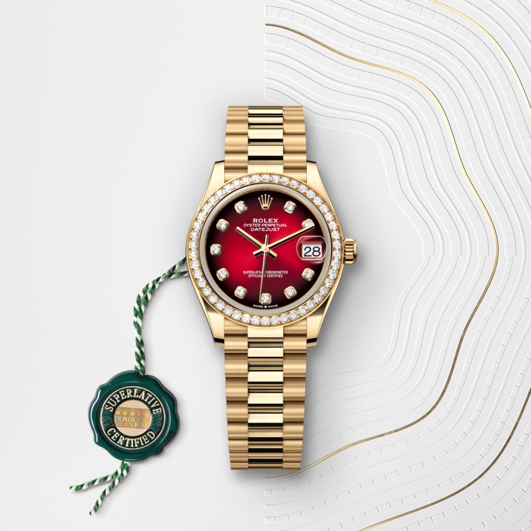 Rolex Datejust 31 Oyster, 31 mm, yellow gold and diamonds M278288RBR-0041