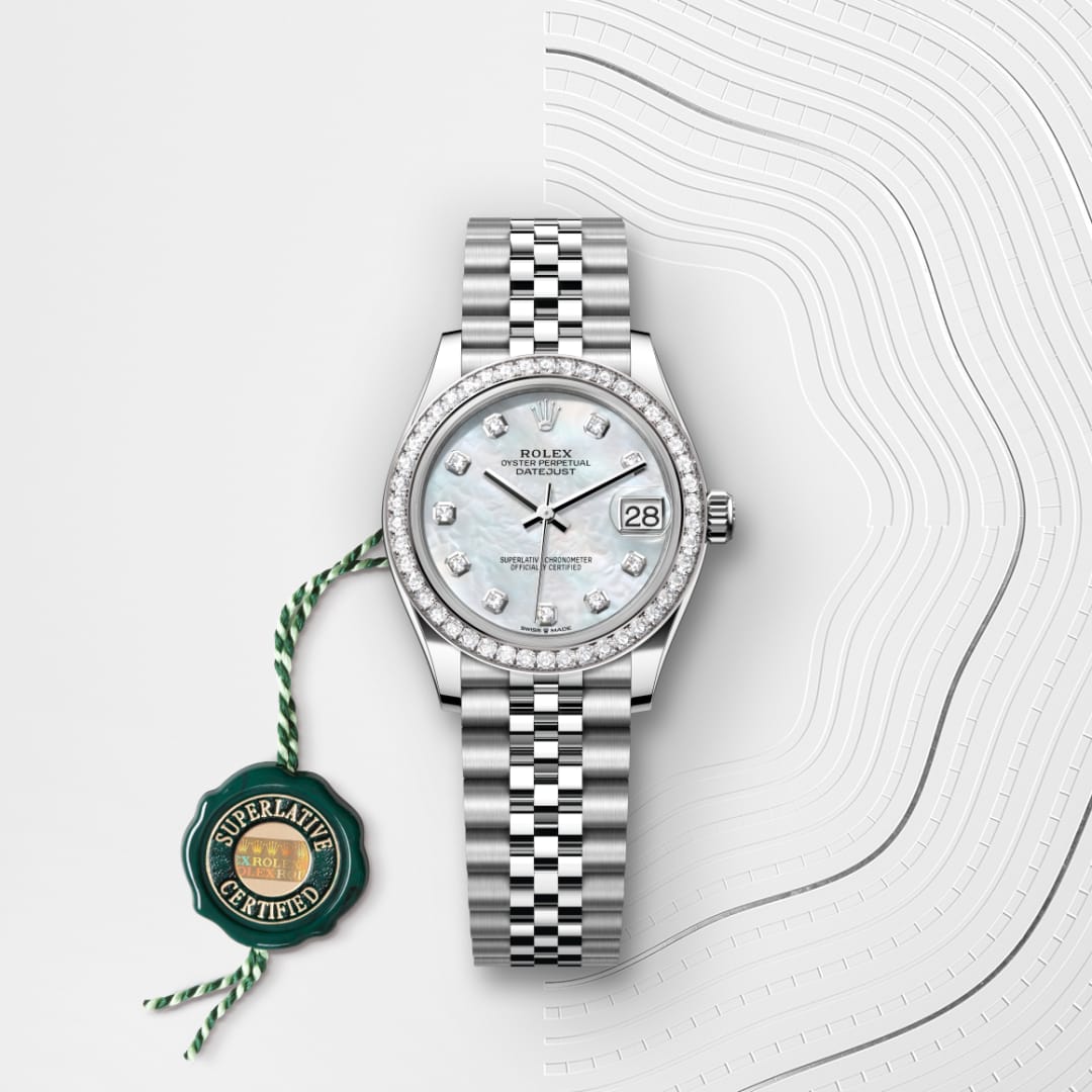 Rolex Datejust 31 Oyster, 31 mm, Oystersteel, white gold and diamonds M278384RBR-0008