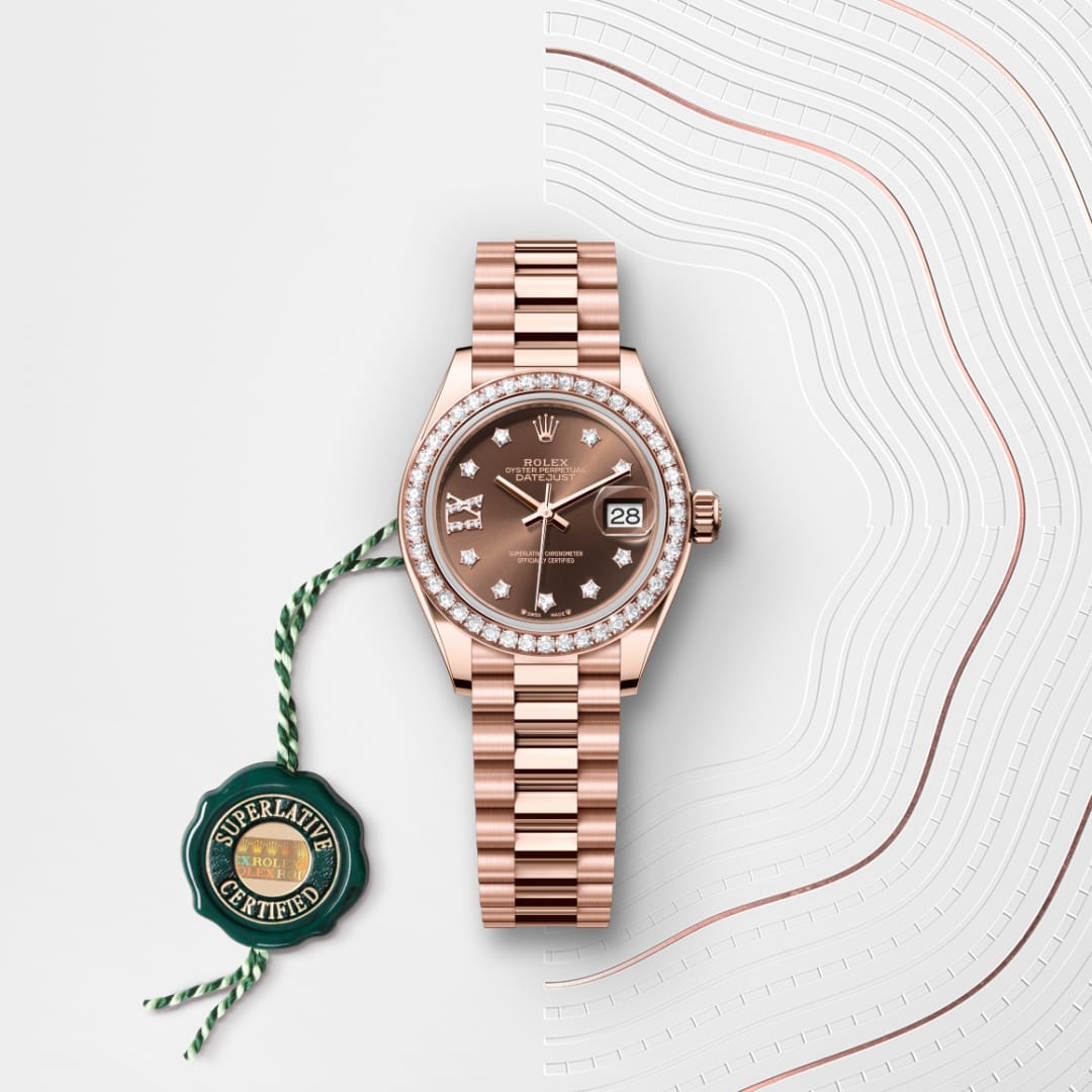 Rolex Lady-Datejust Oyster, 28 mm, Everose gold and diamonds M279135RBR-0001
