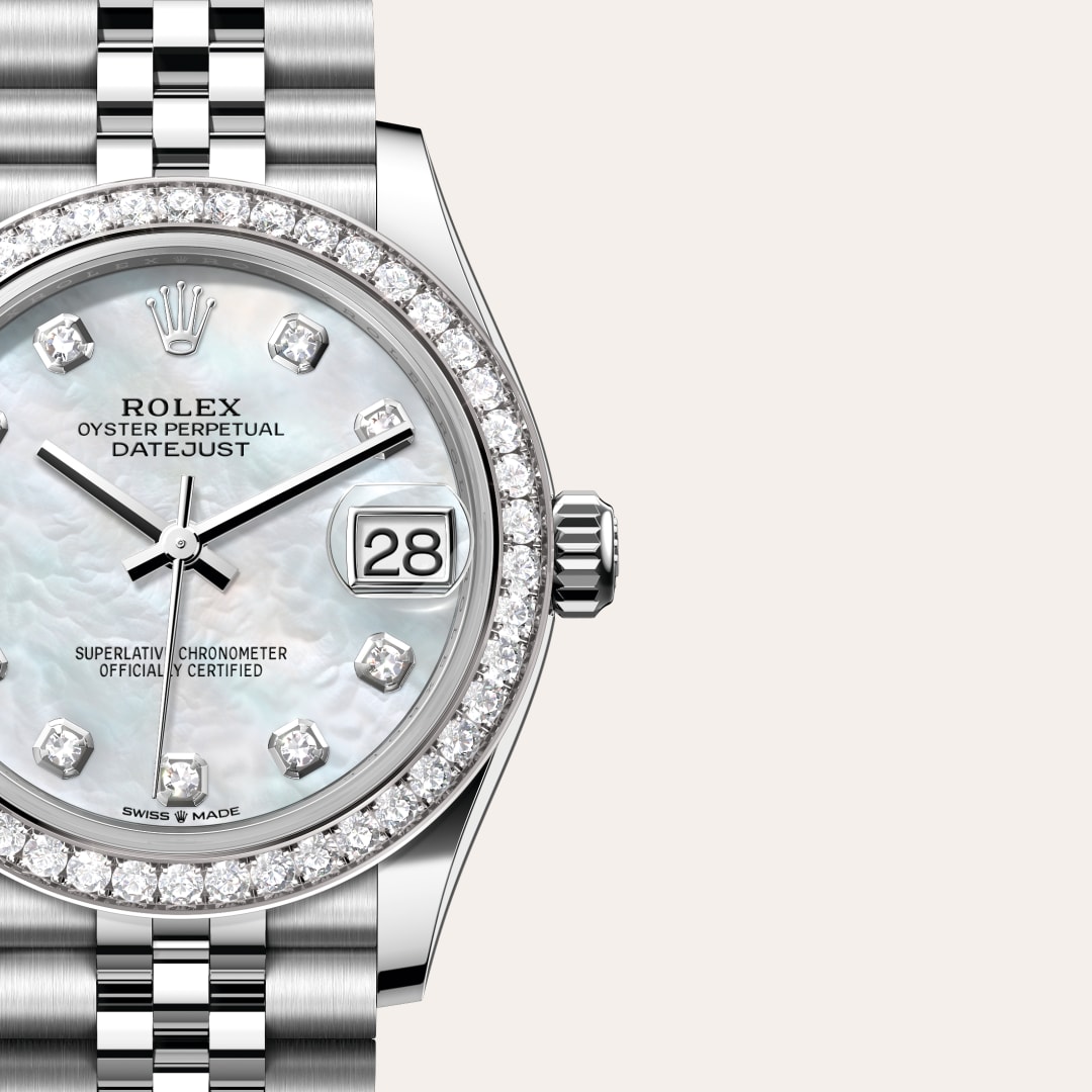Rolex Datejust 31 Oyster, 31 mm, Oystersteel, white gold and diamonds M278384RBR-0008
