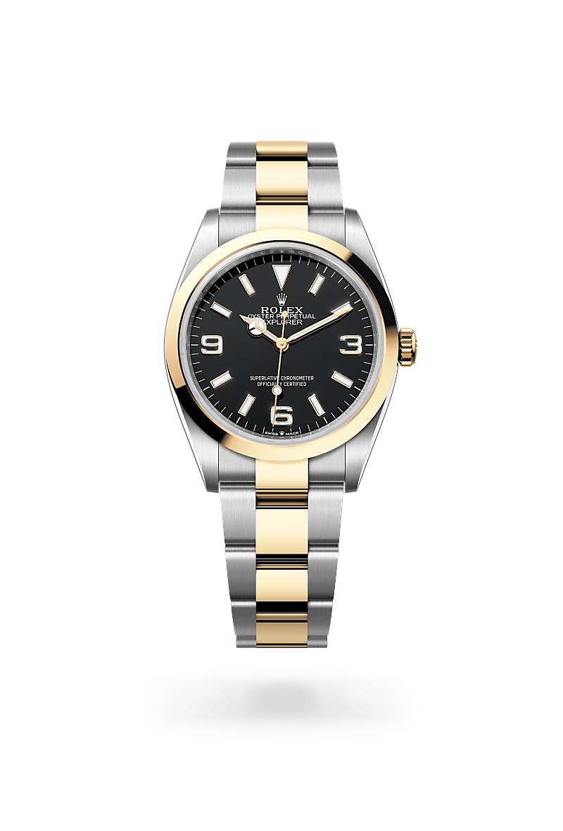 Rolex Explorer 36 Oyster, 36 mm, Edelstahl Oystersteel und Gelbgold m124273-0001