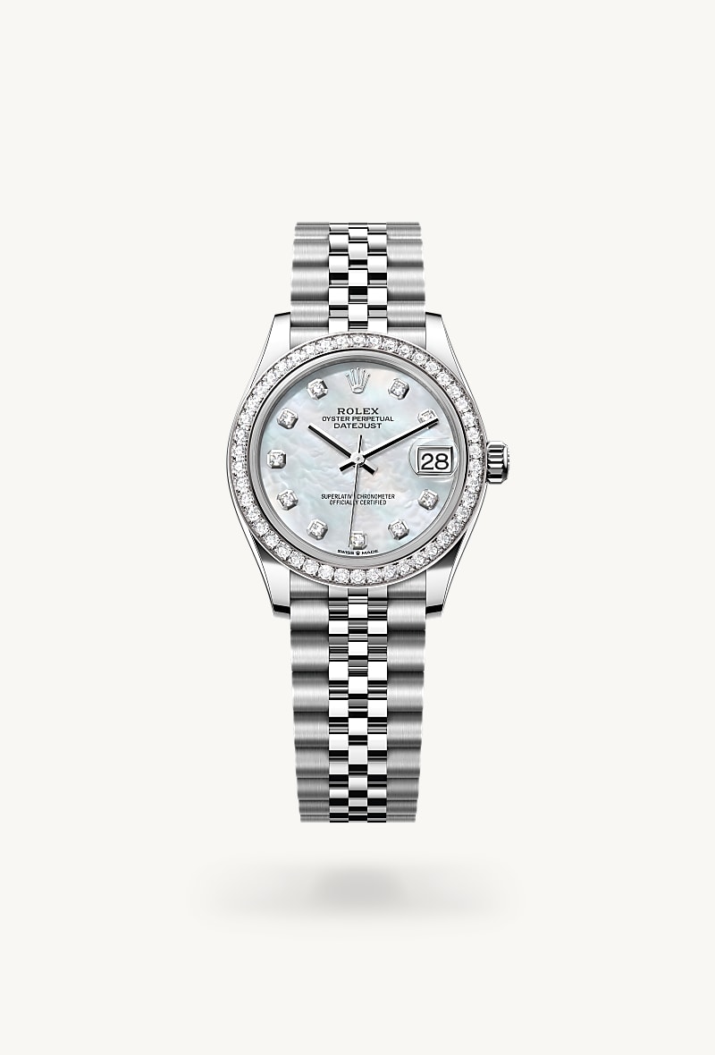 Rolex Datejust 31 Oyster, 31 mm, Oystersteel, white gold and diamonds M278384RBR-0008
