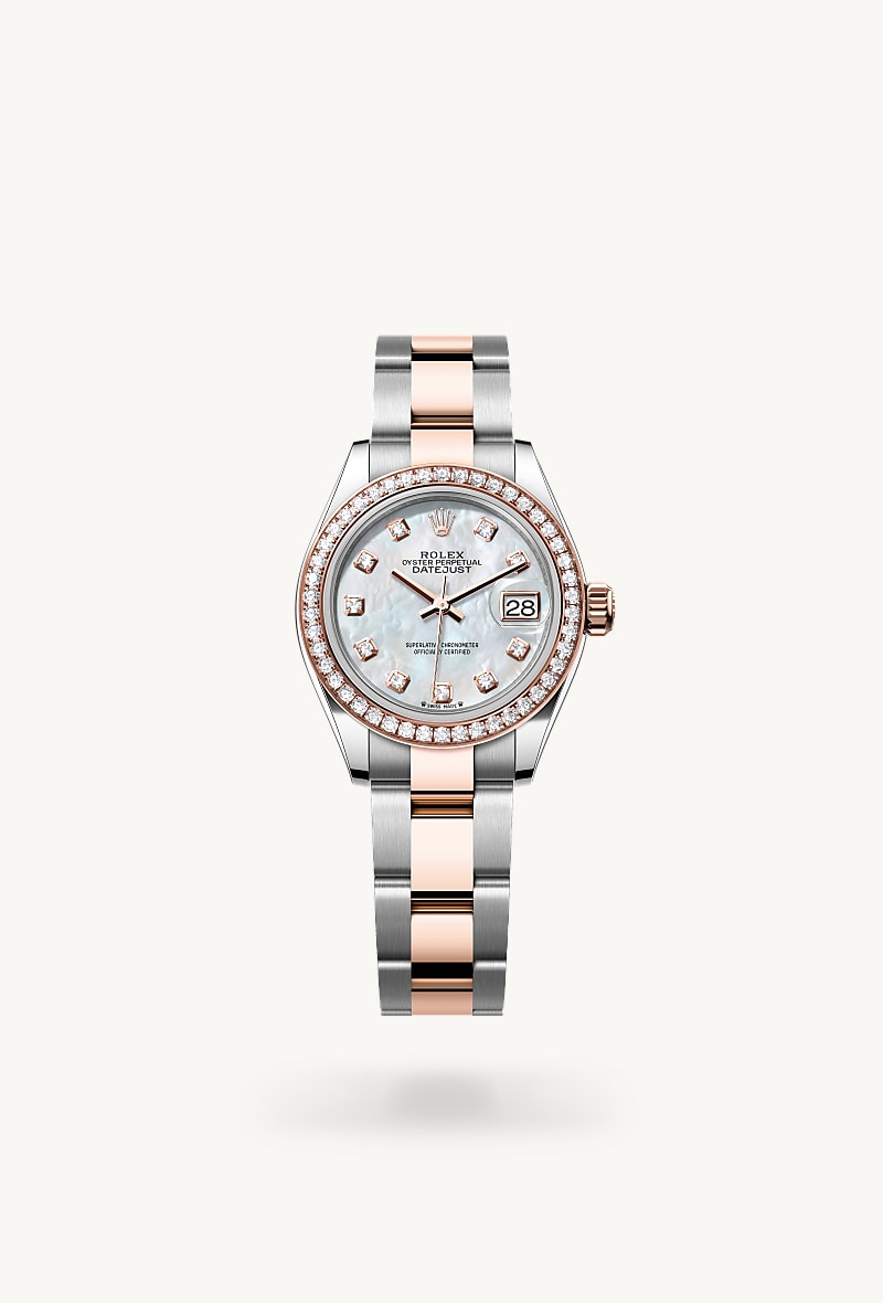 Rolex Lady-Datejust Oyster, 28 mm, Oystersteel, Everose gold and diamonds M279381RBR-0014